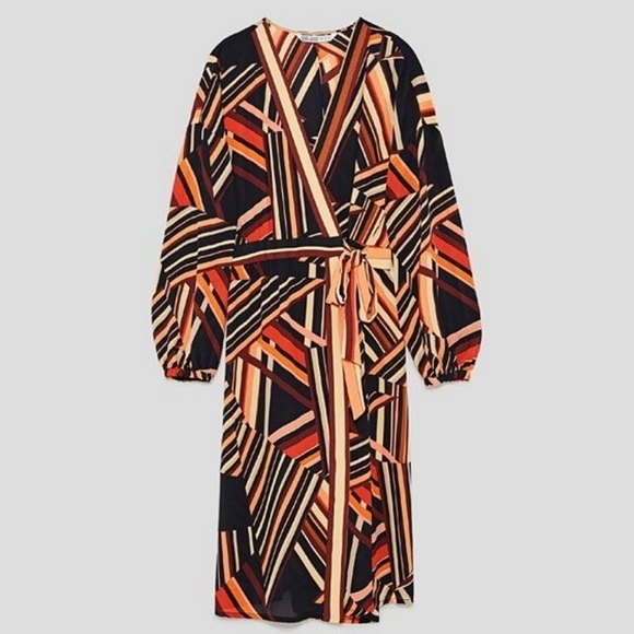 ❤️Zara Long-Sleeve Sarong Belted Dress☆ - Picture 2 of 4